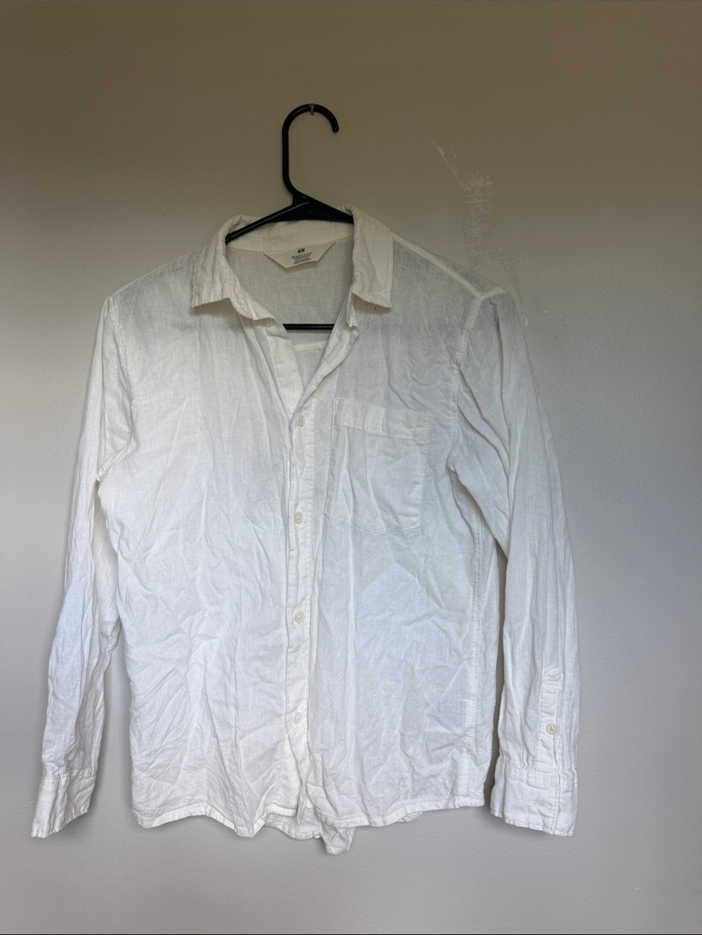 Boy’s A&M White Long-Sleeve Linen Shirt